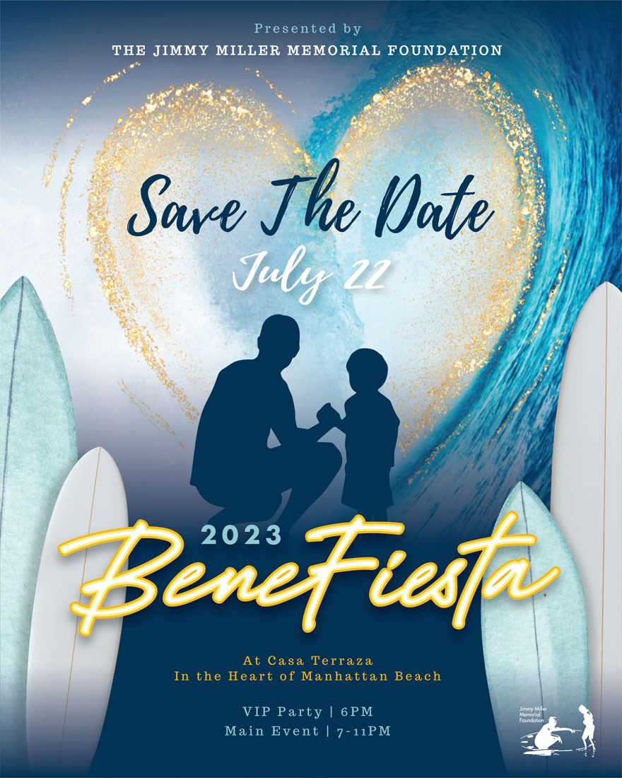 The 2023 JMMF Surf Therapy BeneFiesta will be held in Hermosa Beach July 22nd, 2023